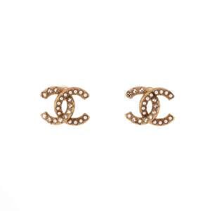 Chanel Cc Stud Earrings Metal With Faux #234324C10B